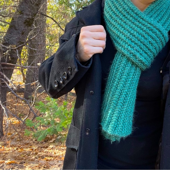 Hand Knit Merino Wool Scarf - Picture 5 of 7